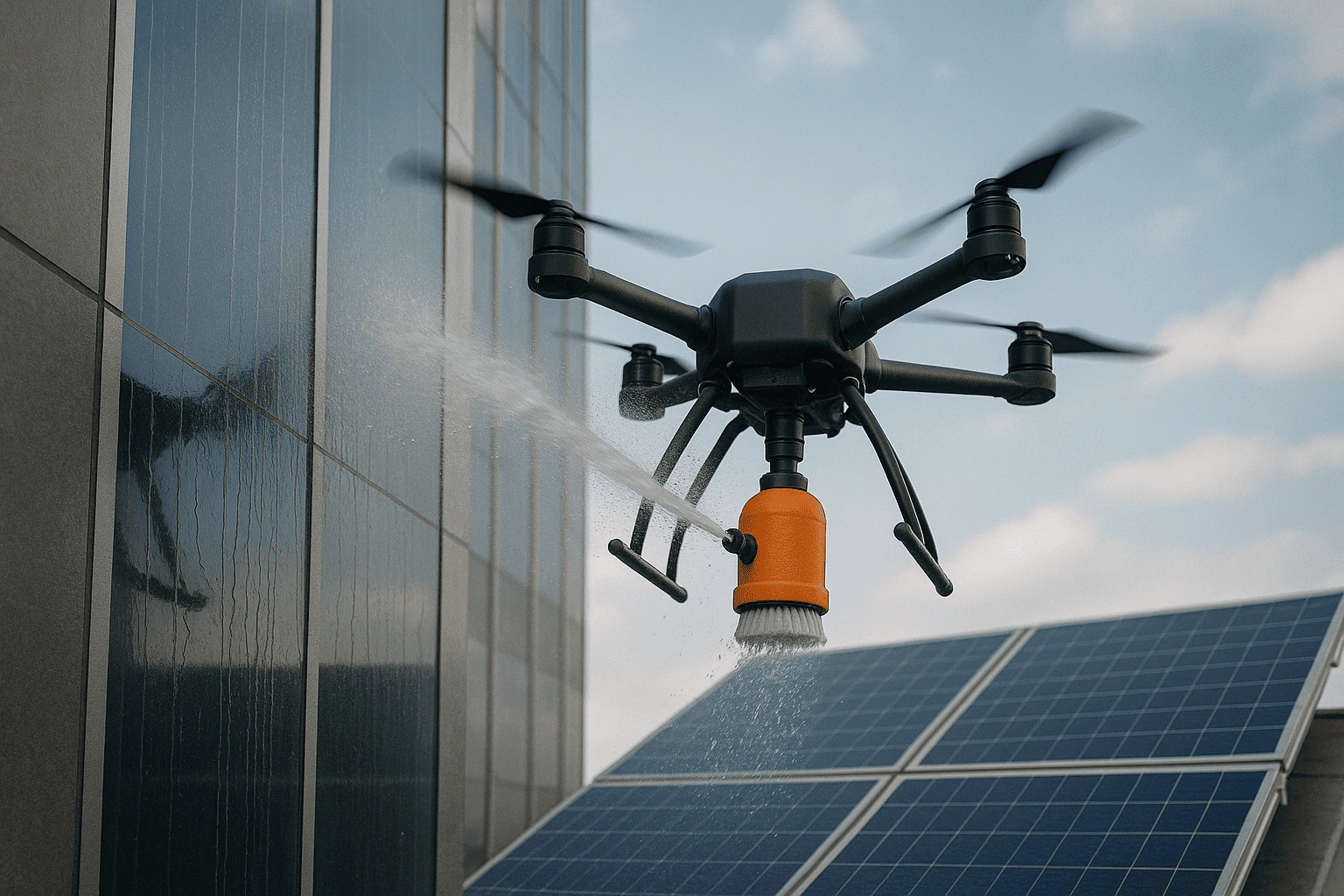 High rise building cleaning and solar panel cleaning